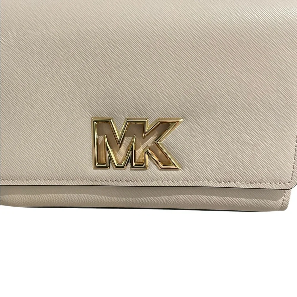 Michael Kors Powder Blush Medium Flap Messenger Leather Bag with Gold Logo